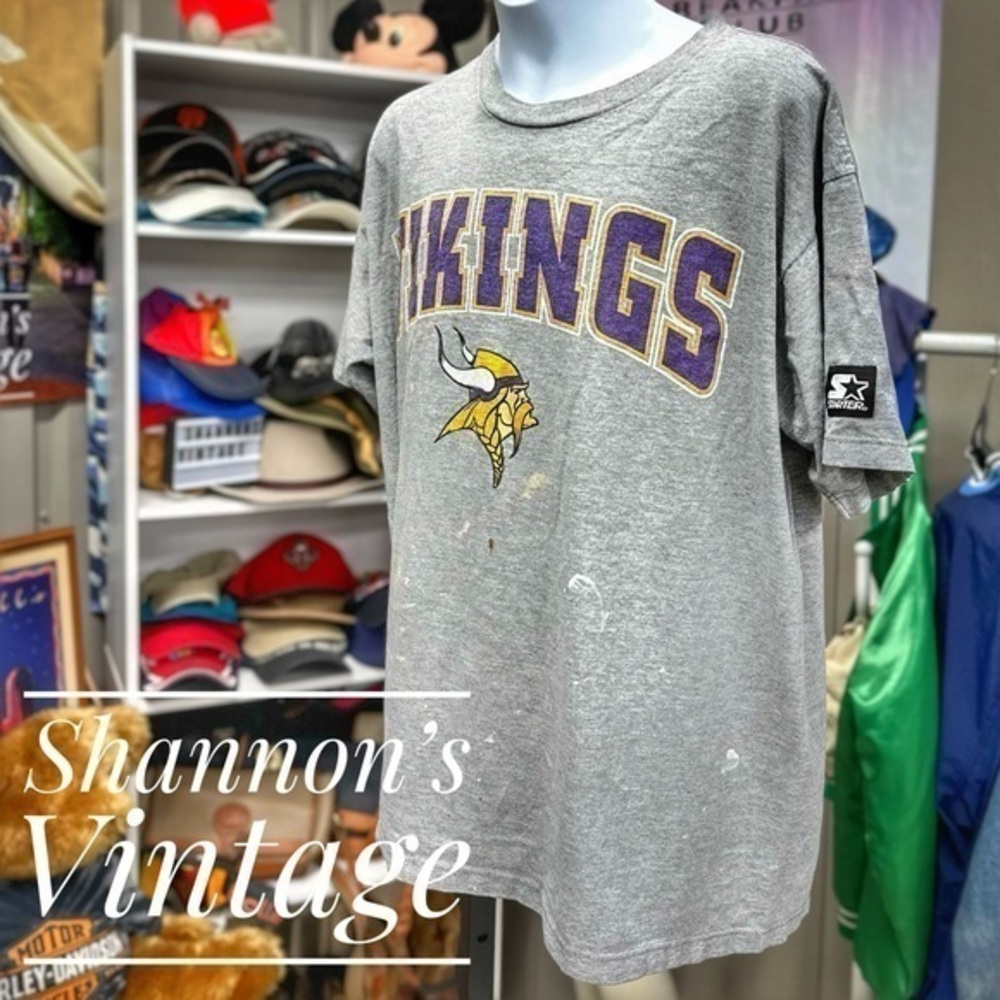 Starter Minnesota Vikings VNTG made in USA sz Medium destroyed tee A3